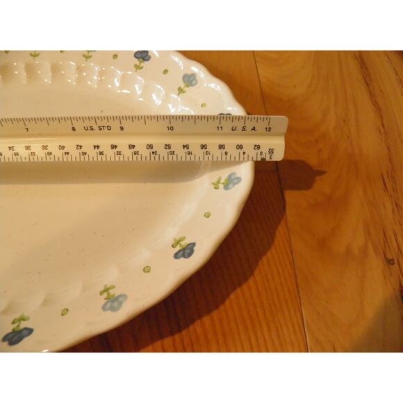 Floral Trim True Blue Vernon Ware by Metlox, Oval Serving Platter 12 1/4” - Picture 4 of 12